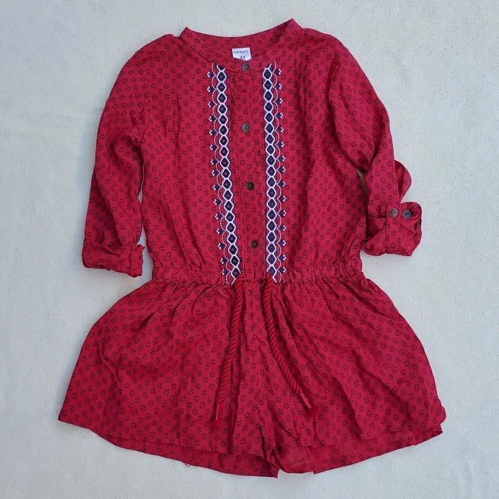 Carter's flower pattern roll up sleeve romper Size 4T